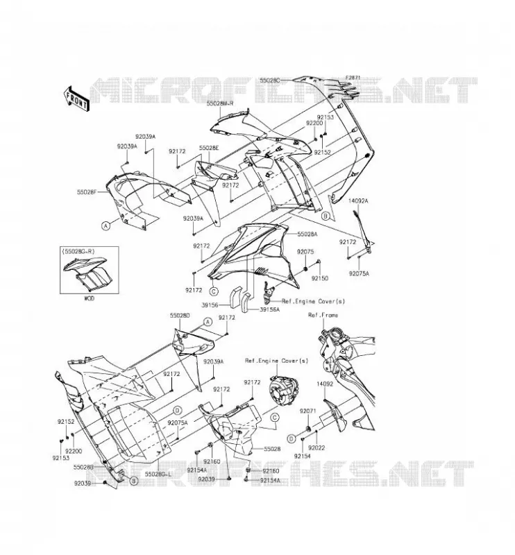 COWLING(CENTRALE) Kawasaki MOTOS 1000 2015 Z1000SX ABS  ZX1000MFF