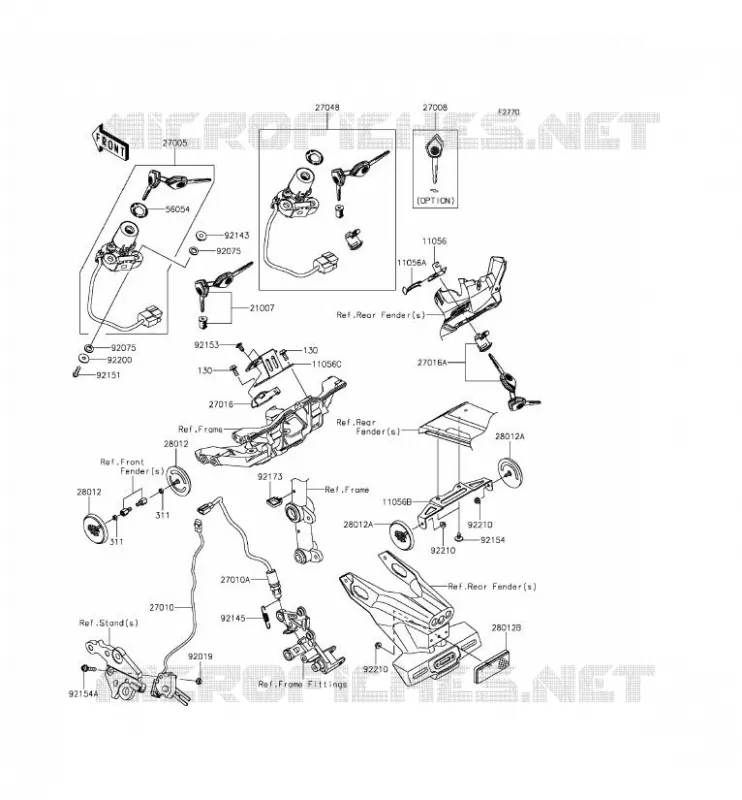 SWITCH - REFLECTORS Kawasaki MOTOS 1000 2015 NINJA H2  ZX1000NFF