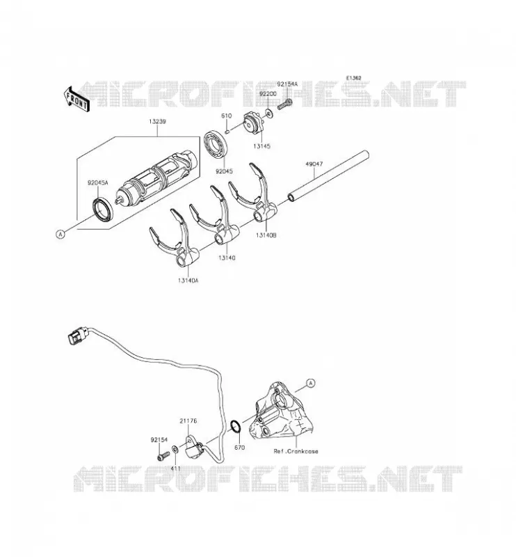 GEAR CHANGE DRUM - SHIFT FORKS Kawasaki MOTOS 1000 2015 NINJA H2  ZX1000NFF