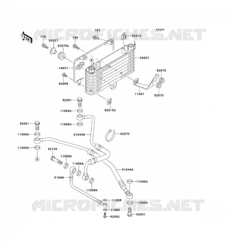 OIL RADIATOR Kawasaki MOTOS 1100 1999 ZZR1100  ZX1100-D7