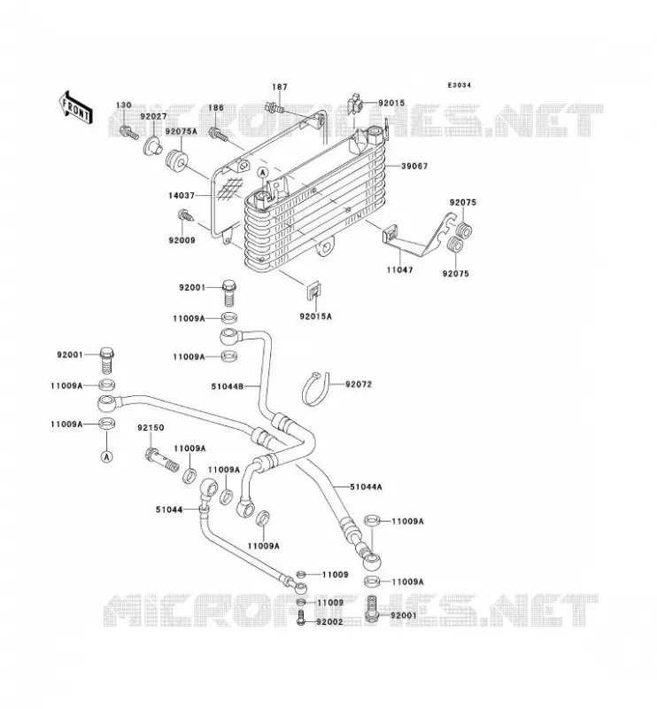 OIL RADIATOR Kawasaki MOTOS 1100 2001 ZZR1100  ZX1100-D9