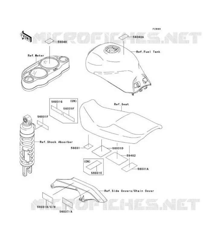 LABELS Kawasaki MOTOS 1100 1996 GPZ1100  ZX1100-E2