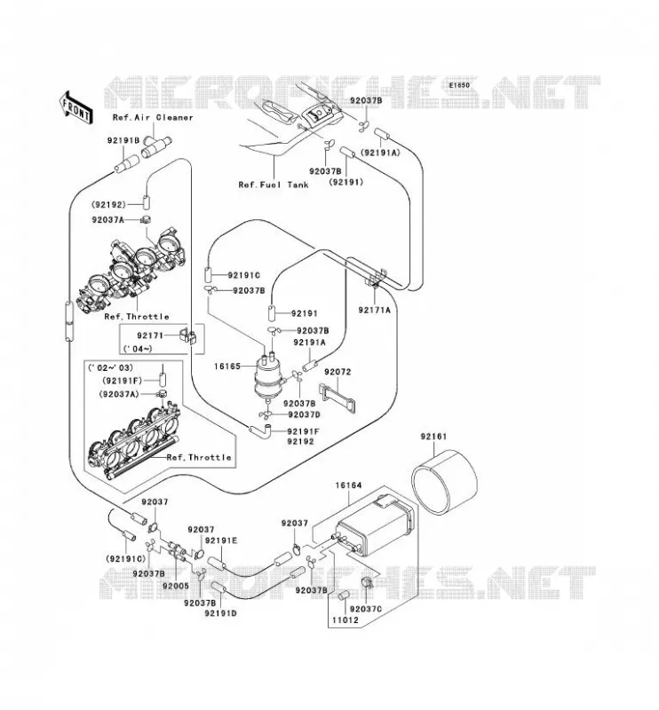FUEL EVAPORATION SYSTEM(CA) Kawasaki MOTOS 1200 2002 NINJA ZX-12R  ZX1200-B1
