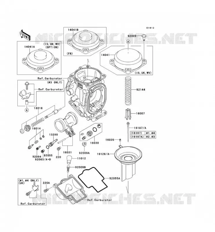 CARBURETOR PARTS Kawasaki MOTOS 1200 2002 ZZR1200  ZX1200-C1H