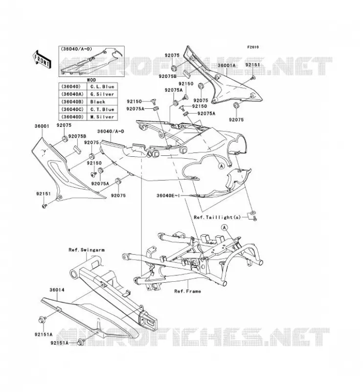 SIDE COVERS - CHAIN COVER Kawasaki MOTOS 1200 2002 ZZR1200  ZX1200-C1H