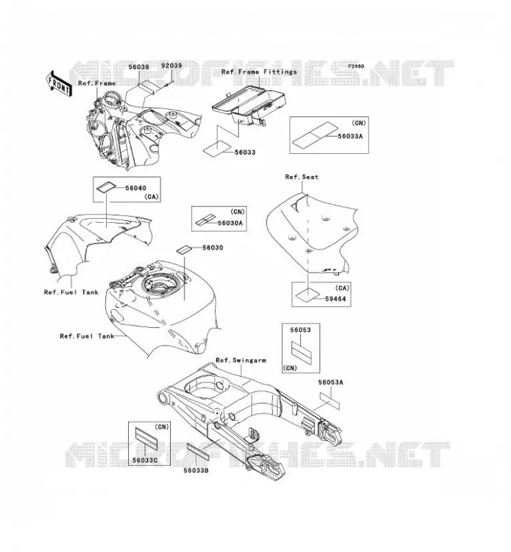 LABELS Kawasaki MOTOS 1400 2006 ZZR1400  ZX1400A6F