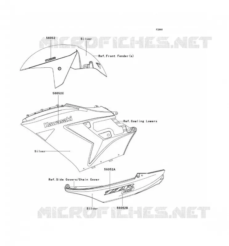 DECALS(SILVER) Kawasaki MOTOS 1400 2008 ZZR1400 ABS  ZX1400D8F