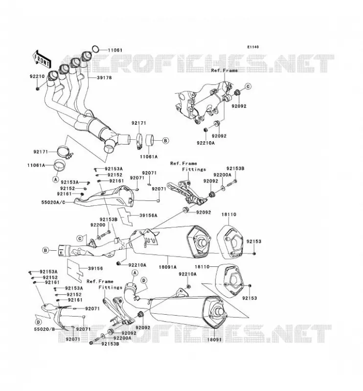 EXHAUST Kawasaki MOTOS 1400 2012 ZZR1400  ZX1400ECF