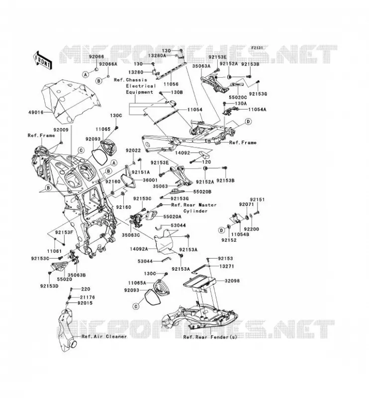 FRAME PARTS (COUVERTURE) Kawasaki MOTOS 1400 2012 ZZR1400  ZX1400ECF