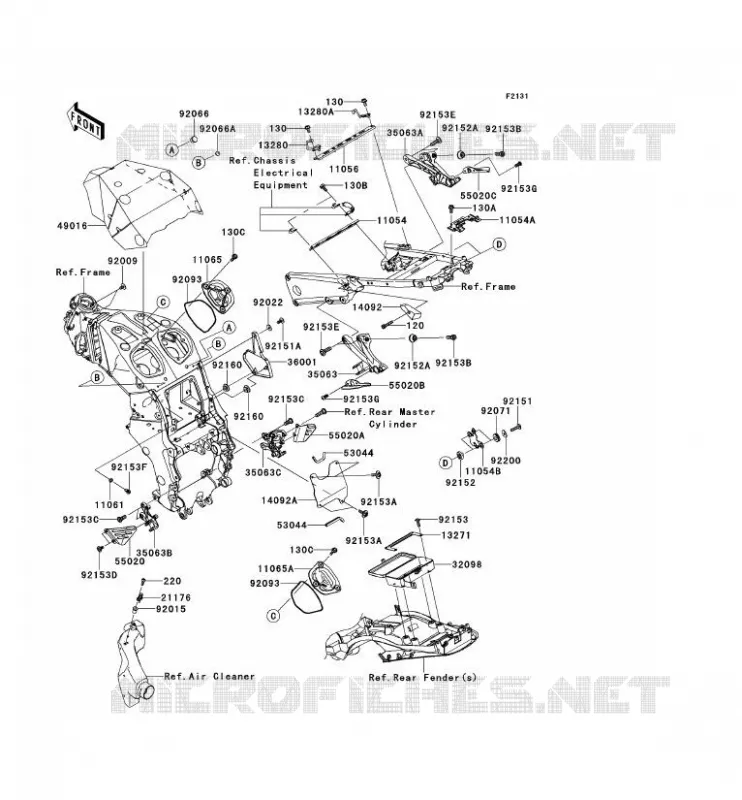 FRAME PARTS (COUVERTURE) Kawasaki MOTOS 1400 2012 ZZR1400  ZX1400ECF