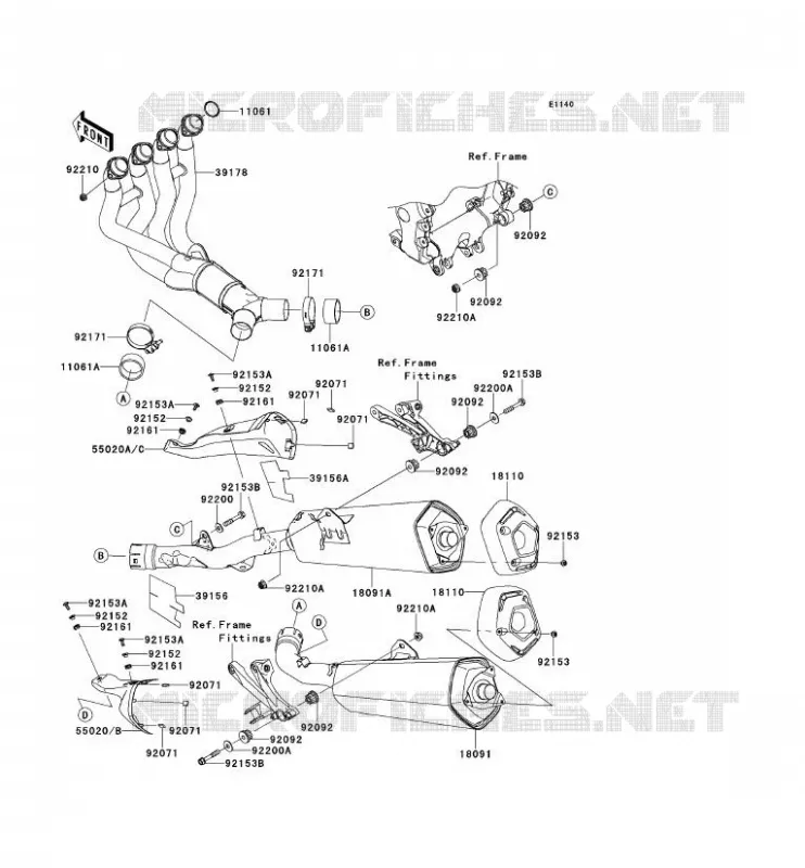 EXHAUST Kawasaki MOTOS 1400 2013 ZZR1400  ZX1400EDF