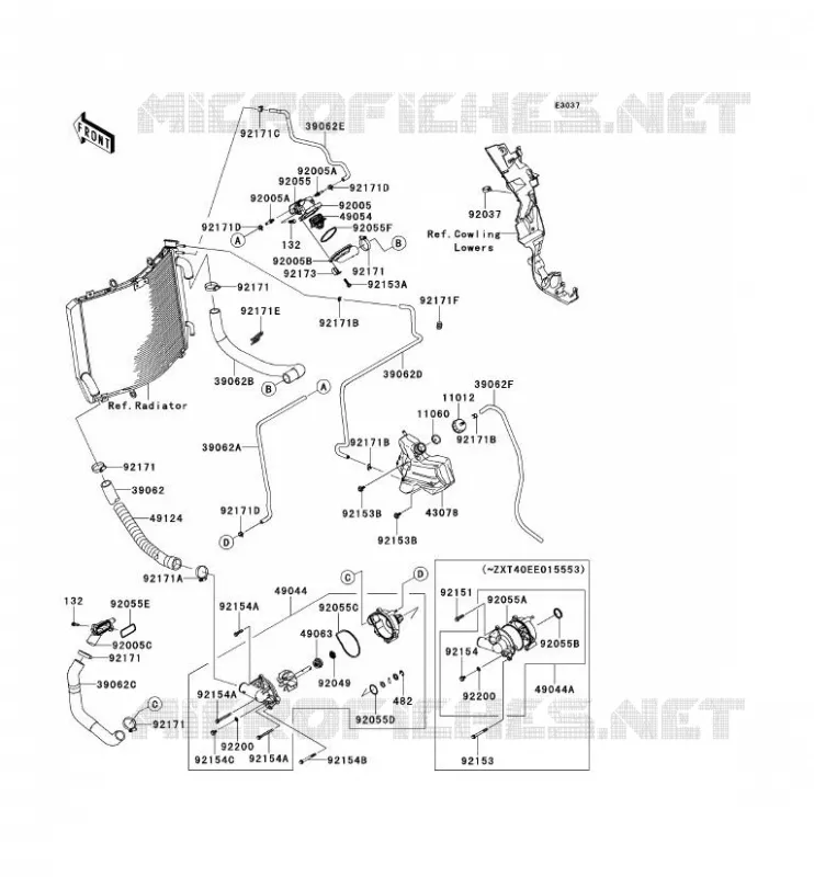 WATER PIPE Kawasaki MOTOS 1400 2013 ZZR1400 ABS  ZX1400FDF