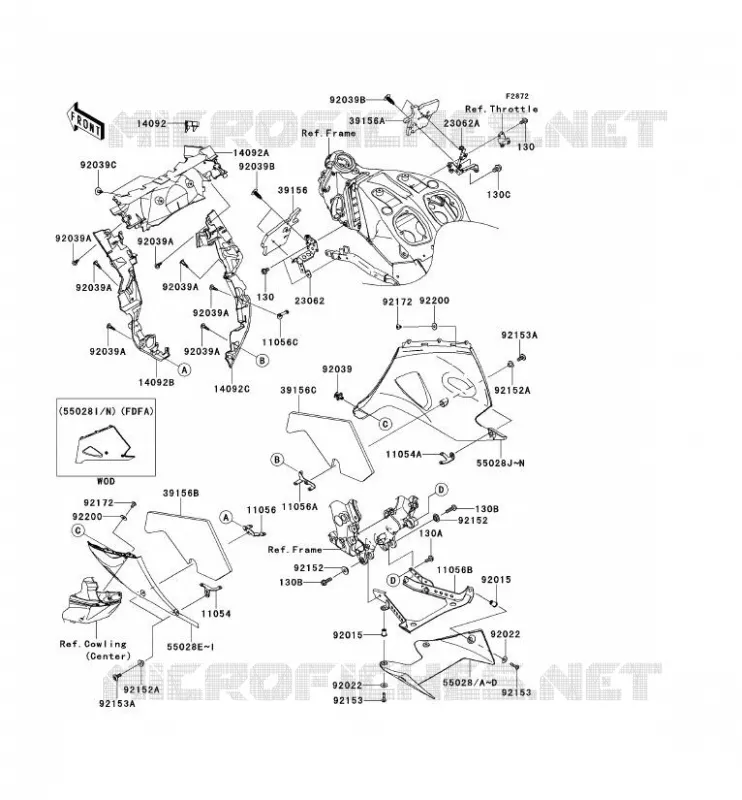 LOWER COWLING Kawasaki MOTOS 1400 2013 ZZR1400 ABS  ZX1400FDFA