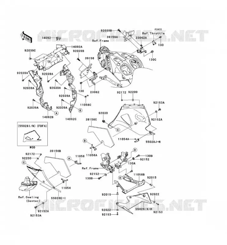 LOWER COWLING Kawasaki MOTOS 1400 2013 ZZR1400 ABS  ZX1400FDFA
