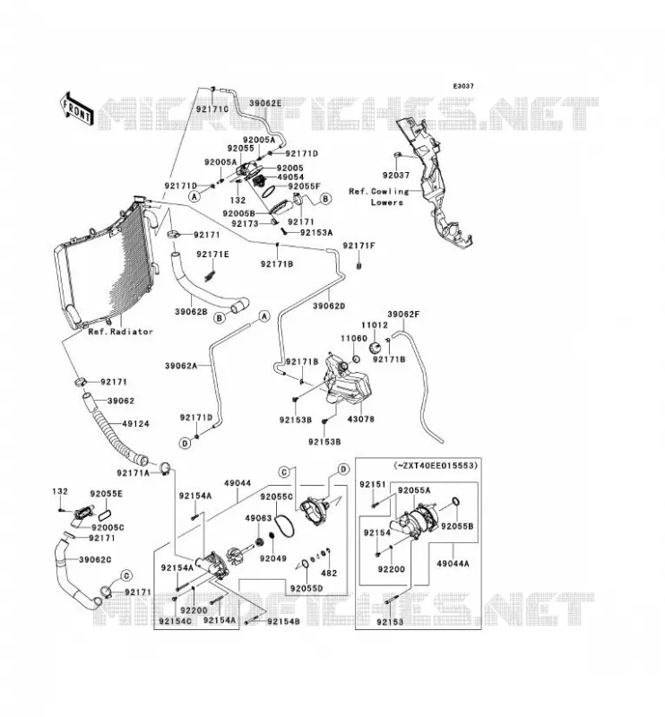 WATER PIPE Kawasaki MOTOS 1400 2013 ZZR1400 ABS  ZX1400FDFA