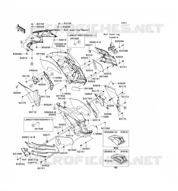 COWLING(CENTRALE) Kawasaki MOTOS 1400 2014 ZZR1400 ABS  ZX1400FEF