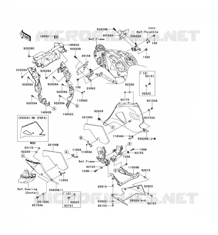 LOWER COWLING Kawasaki MOTOS 1400 2014 ZZR1400 ABS  ZX1400FEF