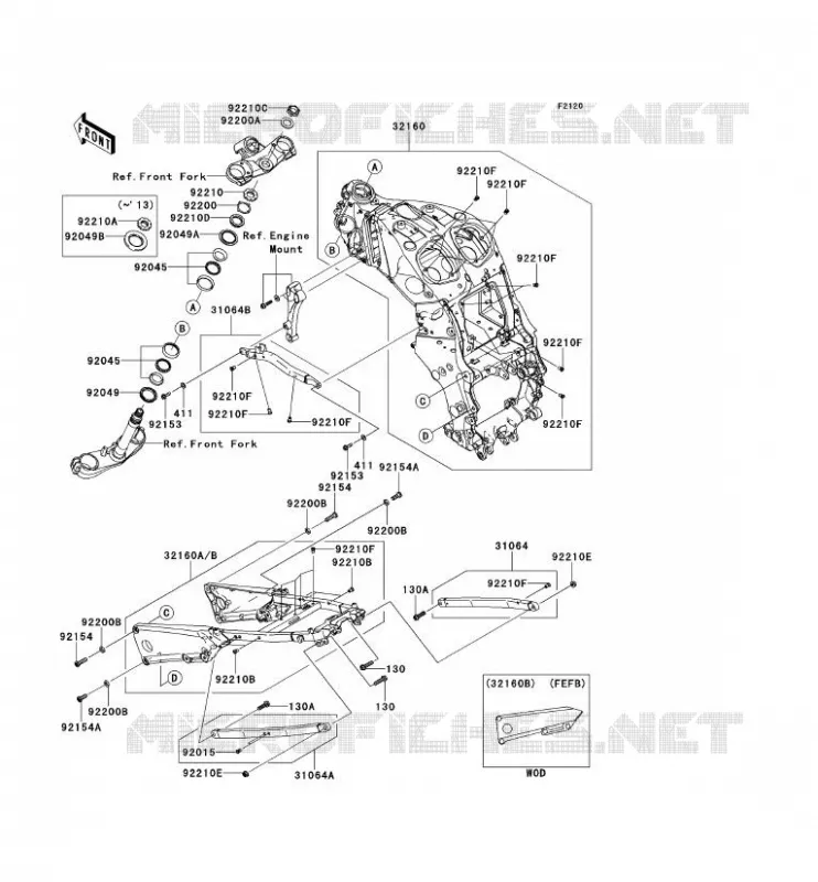 CHASSIS Kawasaki MOTOS 1400 2014 ZZR1400 ABS  ZX1400FEFB