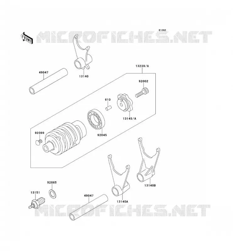 GEAR CHANGE DRUM - SHIFT FORKS Kawasaki MOTOS 400 1992 ZXR400  ZX400-L2