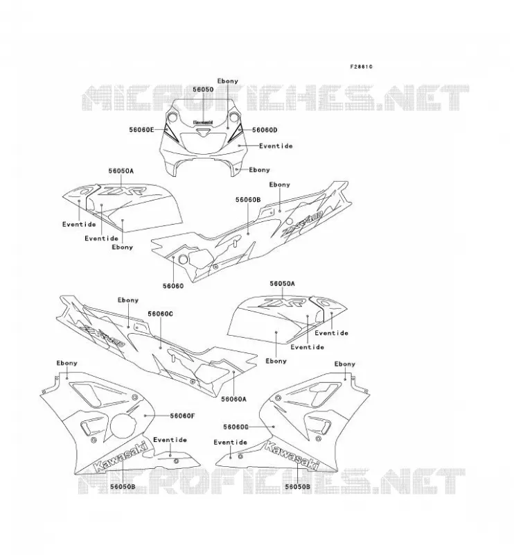 DECALS(Ebony/Eventide) Kawasaki MOTOS 400 1993 ZXR400  ZX400-L3