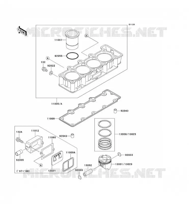 CYLINDER - PISTON  Kawasaki MOTOS 400 1995 ZXR400  ZX400-L5