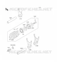 GEAR CHANGE DRUM   SHIFT FORKS voor Kawasaki ZZR500 1991