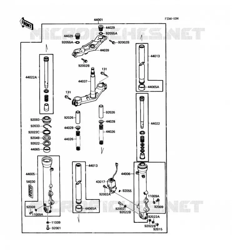 FRONT FORK Kawasaki MOTOS 600 1989 GPX600R  ZX600-C2