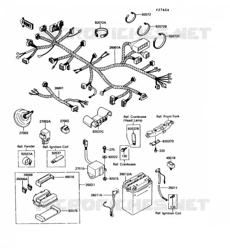 CHASSIS ELECTRICAL EQUIPMENT Kawasaki MOTOS 600 1989 GPX600R  ZX600-C2