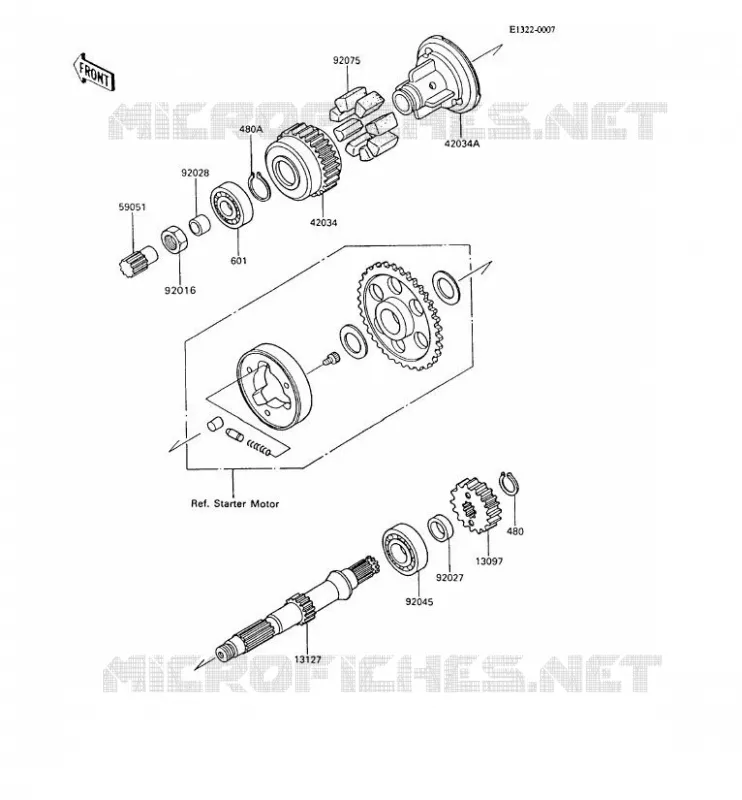 OUTPUT SHAFT Kawasaki MOTOS 600 1995 GPX600R  ZX600-C8