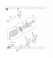 GEAR CHANGE DRUM   SHIFT FORKS voor Kawasaki ZZR600 1993