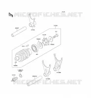 GEAR CHANGE DRUM   SHIFT FORKS voor Kawasaki ZZR600 2004