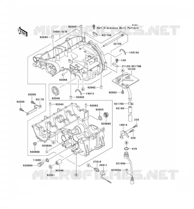 CRANKCASE(S)(1/2) Kawasaki MOTOS 600 1995 ZZR600  ZX600-E3