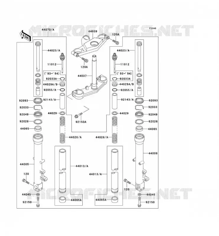 FRONT FORK Kawasaki MOTOS 600 1995 ZZR600  ZX600-E3