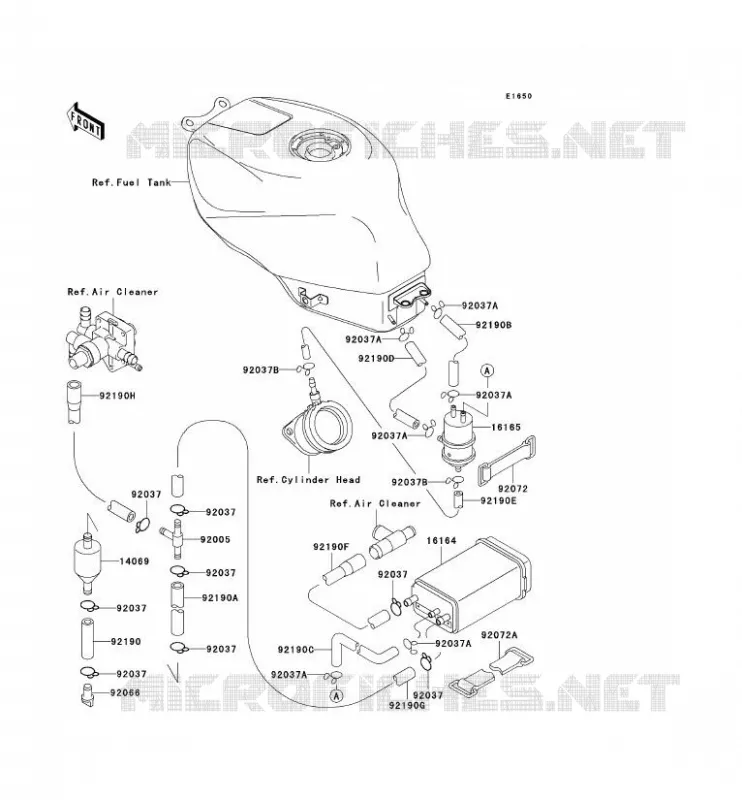 FUEL EVAPORATION SYSTEM Kawasaki MOTOS 600 1996 NINJA ZX-6R  ZX600-F2