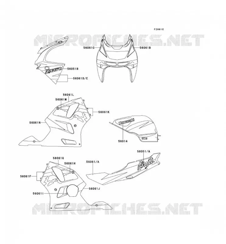 STICKER(VERT/BLANC) Kawasaki MOTOS 600 1996 NINJA ZX-6R  ZX600-F2