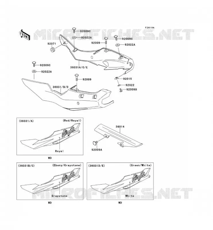 SIDE COVERS - CHAIN COVER Kawasaki MOTOS 600 1996 NINJA ZX-6R  ZX600-F2