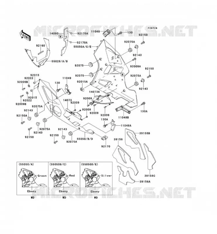 LOWER COWLING Kawasaki MOTOS 600 1997 NINJA ZX-6R  ZX600-F3