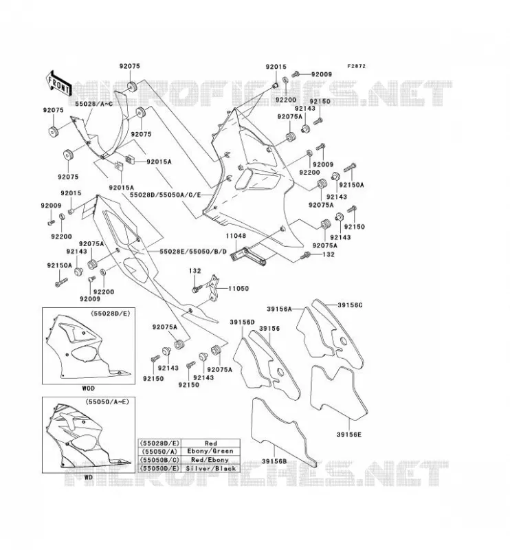 LOWER COWLING Kawasaki MOTOS 600 2000 NINJA ZX-6R  ZX600-J1