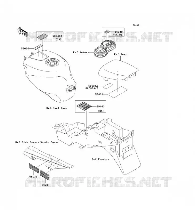 LABELS Kawasaki MOTOS 600 2000 NINJA ZX-6R  ZX600-J1