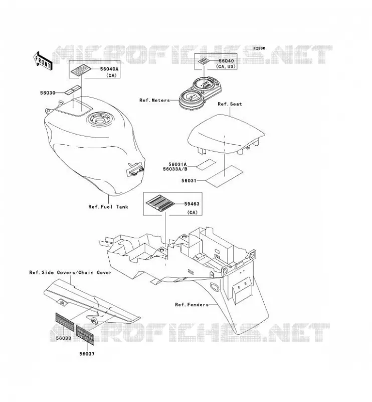 LABELS Kawasaki MOTOS 600 2000 NINJA ZX-6R  ZX600-J1