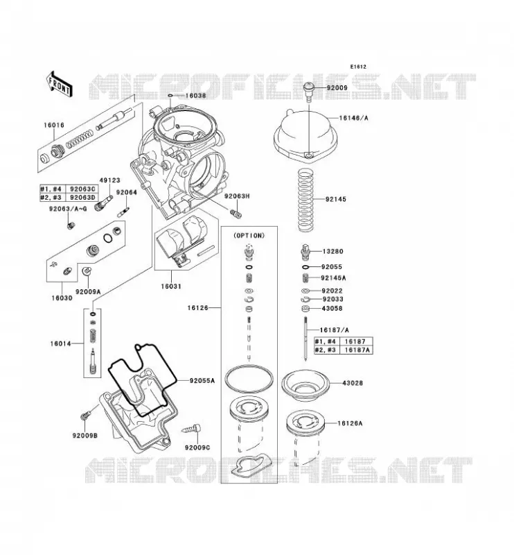 CARBURETOR PARTS Kawasaki MOTOS 600 2000 NINJA ZX-6R  ZX600-J1P