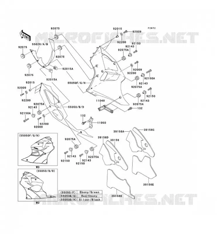 LOWER COWLING Kawasaki MOTOS 600 2000 NINJA ZX-6R  ZX600-J1P