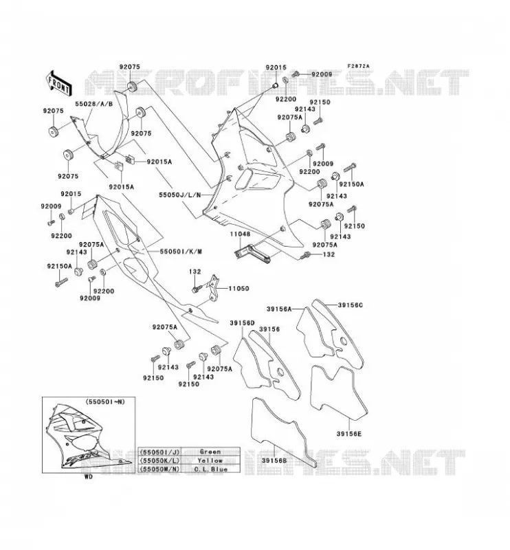 LOWER COWLING Kawasaki MOTOS 600 2001 NINJA ZX-6R  ZX600-J2P