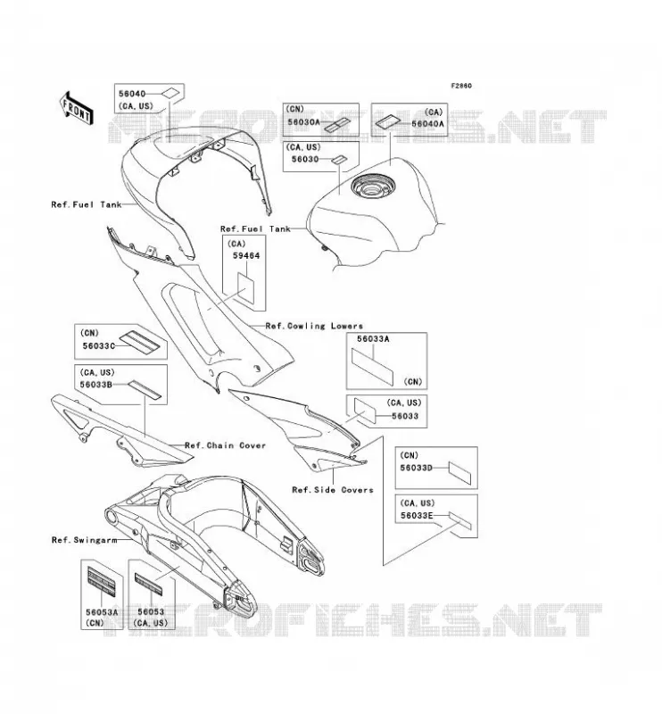 LABELS Kawasaki MOTOS 600 2005 NINJA ZX-6RR  ZX600-N1