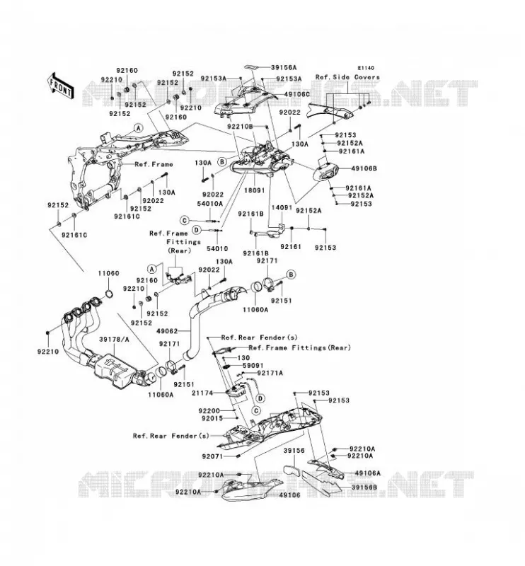 EXHAUST Kawasaki MOTOS 600 2007 NINJA ZX-6R  ZX600P7F