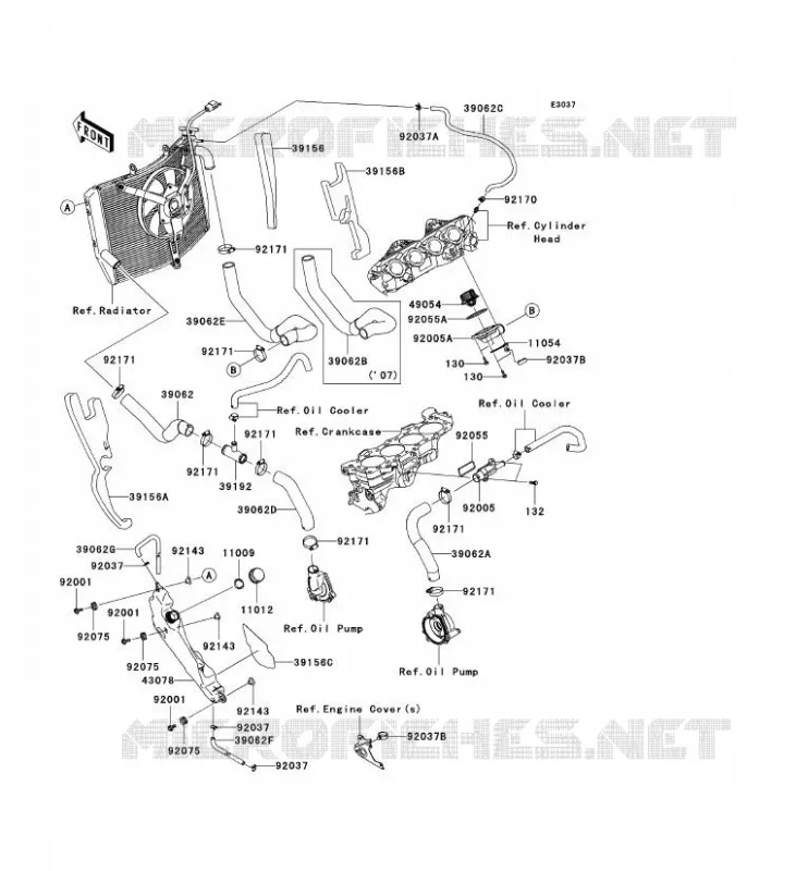 WATER PIPE Kawasaki MOTOS 600 2007 NINJA ZX-6R  ZX600P7F