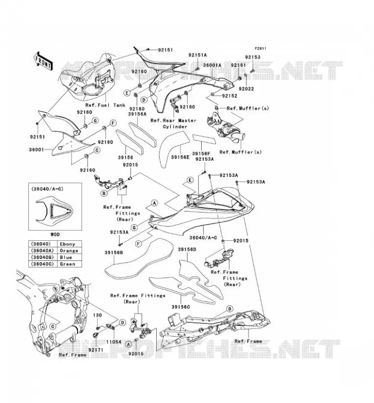 SIDE COWLING Kawasaki MOTOS 600 2007 NINJA ZX-6R  ZX600P7F