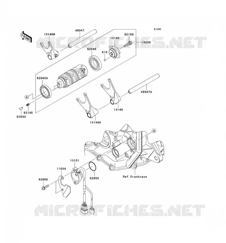 GEAR CHANGE DRUM - SHIFT FORKS Kawasaki MOTOS 600 2008 NINJA ZX-6R  ZX600P8F