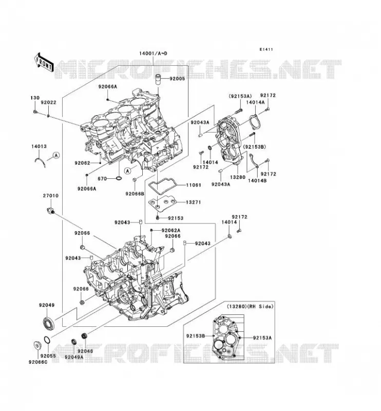 CRANKCASE(S) Kawasaki MOTOS 600 2008 NINJA ZX-6R  ZX600P8F