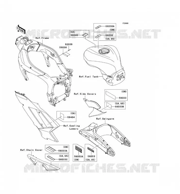 LABELS Kawasaki MOTOS 600 2008 NINJA ZX-6R  ZX600P8FA